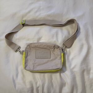 ALOHA Collection Beige Crossbody with Neon Yellow Trim